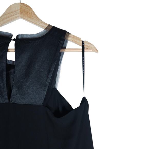 Atina Cristina Womens Tank Top M Black Asymmetrical Sheer Mesh Y2K Gothic Chic - Picture 7 of 15